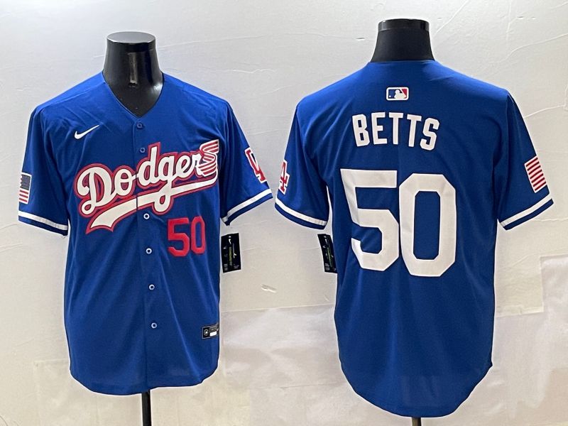 Men Los Angeles Dodgers 50 Betts Blue Second generation Joint Name Nike 2025 MLB Jersey style 4